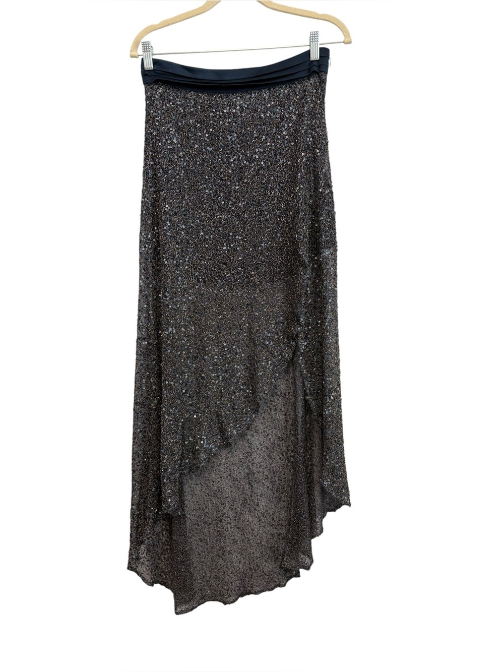 New Haute Hippie Y2K High-low Silk Sequined Maxi Skirt in Blue Size 2
